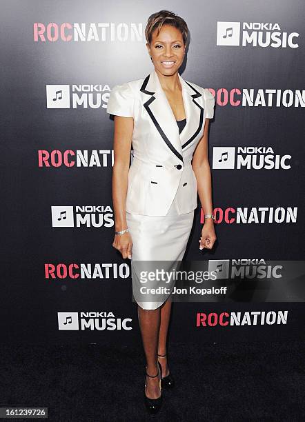 Actress/Singer MC Lyte arrives at Roc Nation Hosts Annual Private Pre-GRAMMY Brunch at Soho House on February 9, 2013 in West Hollywood, California.