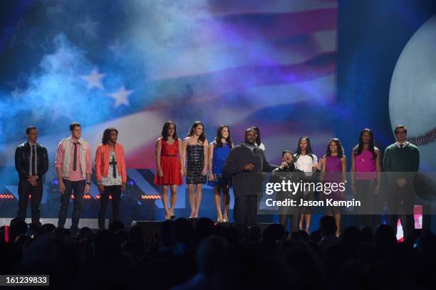 Ryan Lochte, Conor Dwyer, Tamika Catchings, Jordyn Wieber, McKayla Maroney, Aly Raisman, Shaquille O'Neal, co-host Nick Cannon, Carmelita Jeter,...