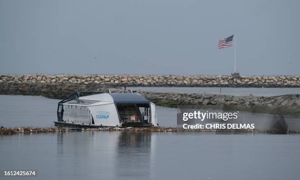 The Ocean Cleanup's Ballona Creek Trash Interceptor captures floating plastic, trash and litter before it reaches the ocean in Marina del Rey,...