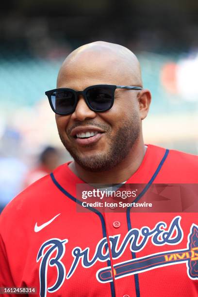 Former Brave Andruw Jones before the Saturday evening MLB game between the San Francisco Giants and the Atlanta Braves on August 19, 2023 at Truist...