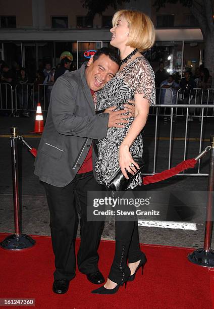 Actor Carlos Mencia and wife Amy arrives at "The Heartbreak Kid" premiere at the Mann Village Theatre on September 27, 2007 in Westwood, California.