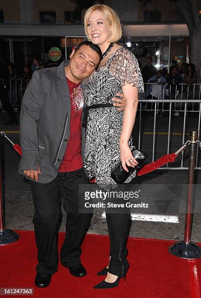 Actor Carlos Mencia and wife Amy arrives at "The Heartbreak Kid" premiere at the Mann Village Theatre on September 27, 2007 in Westwood, California.