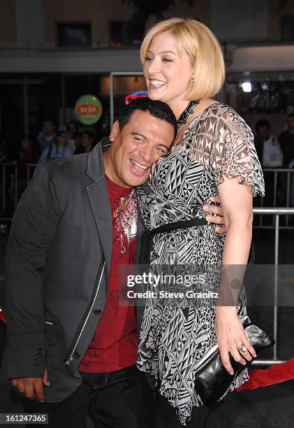 Actor Carlos Mencia and wife Amy arrives at "The Heartbreak Kid" premiere at the Mann Village Theatre on September 27, 2007 in Westwood, California.