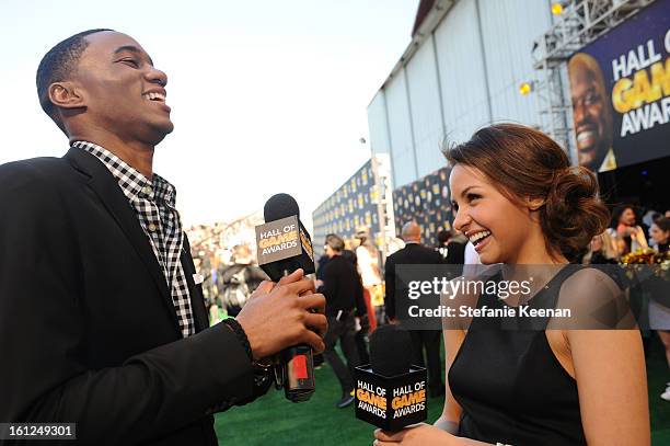 Jessie Usher and Amie Carrero attend the Third Annual Hall of Game Awards hosted by Cartoon Network at Barker Hangar on February 9, 2013 in Santa...