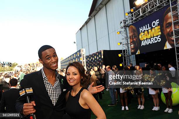 Jessie Usher and Amie Carrero attend the Third Annual Hall of Game Awards hosted by Cartoon Network at Barker Hangar on February 9, 2013 in Santa...