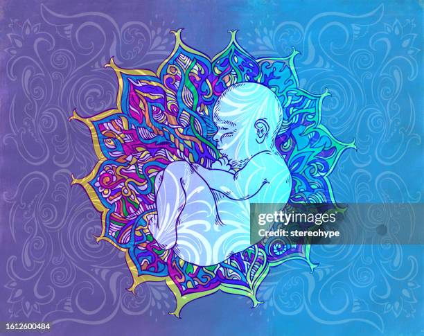 serene birth - childrens rights stock illustrations