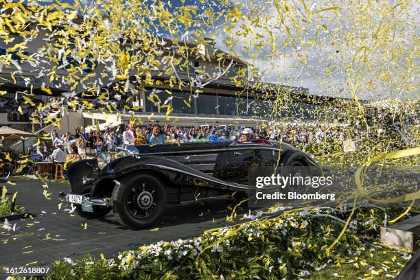 The 1937 Mercedes-Benz 540K Special Roadster, the winner of the Best in Show at the 2023 Pebble Beach Concours d'Elegance in Pebble Beach,...