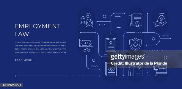 employment law editable web banner design with modern line icons - whistle blower stock illustrations