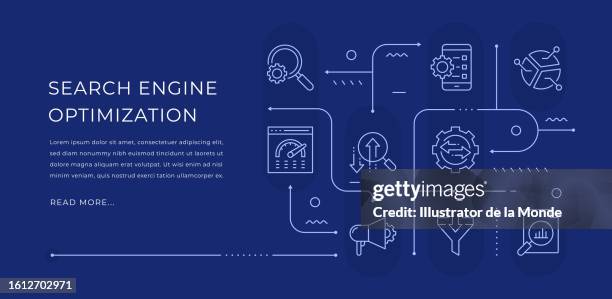 search engine optimization web banner design - content management system stock illustrations
