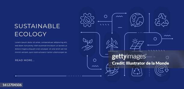 sustainable ecology web banner design with modern line icons - mineral water stock illustrations