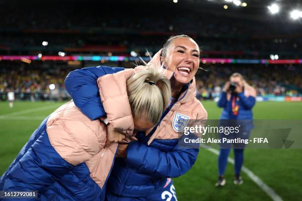 Alessio Russo and Katie Zelem of England celebrates at full-time during the FIFA Women's World Cup Australia & New Zealand 2023 Quarter Final match...