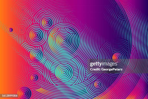 multi-colored background with concentric circles and zoom effect - light trail cloud sky stock illustrations