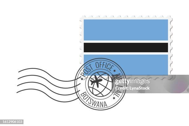 botswana postage stamp. postcard vector illustration with botswanan national flag isolated on white background. - botswana stock illustrations