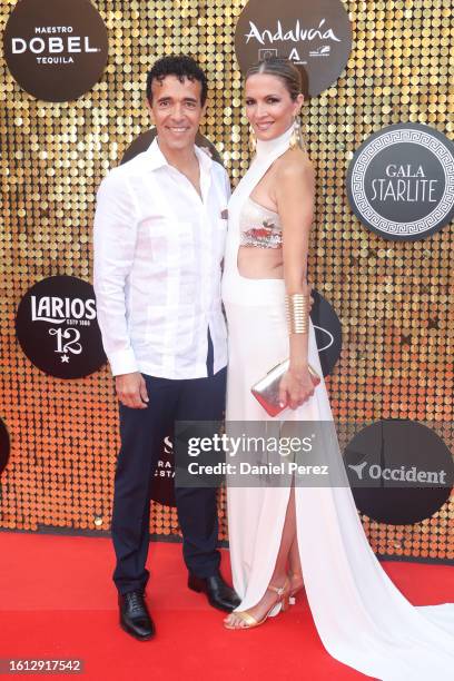 Victor Puerto and Noelia Margoton attend Starlite Gala on August 13, 2023 in Marbella, Spain.