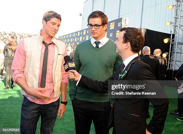 Olympian Connor Dwyer and olympian Nathan Adrian attend the Third Annual Hall of Game Awards hosted by Cartoon Network at Barker Hangar on February...