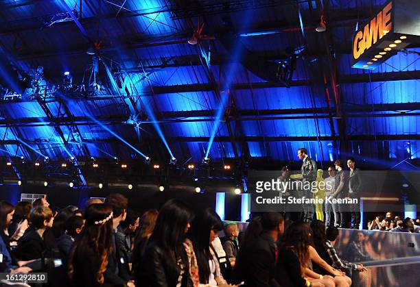 Ryan Lochte speaks onstage at the Third Annual Hall of Game Awards hosted by Cartoon Network at Barker Hangar on February 9, 2013 in Santa Monica,...