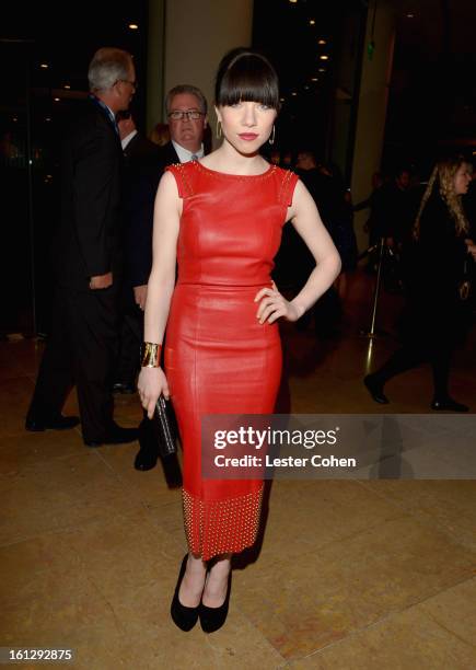 Singer Carly Rae Jepsen arrives at the 55th Annual GRAMMY Awards Pre-GRAMMY Gala and Salute to Industry Icons honoring L.A. Reid held at The Beverly...