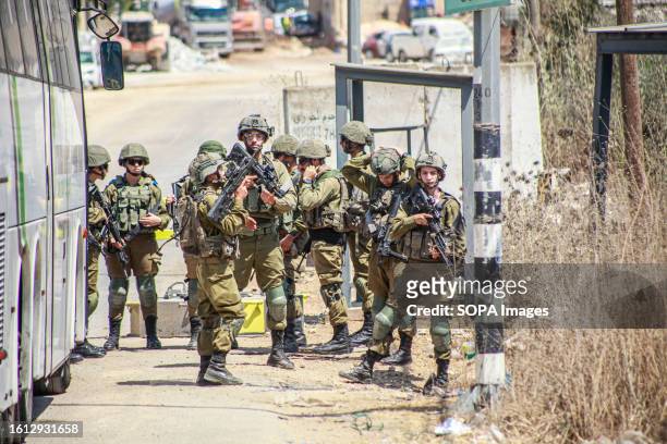 Israeli army forces intensify their presence in the town of Hawara and the surrounding villages, near the shooting of two Israeli settlers during...