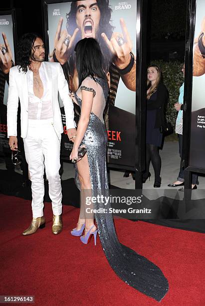 Russell Brand and Katy Perry attends the "Get Him To The Greek" Los Angeles Premiere at The Greek Theatre on May 25, 2010 in Los Angeles, California.