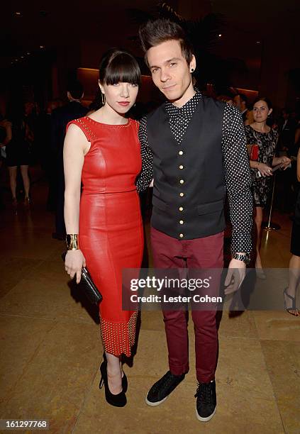 Singer Carly Rae Jepsen and musician Matthew Koma arrive at the 55th Annual GRAMMY Awards Pre-GRAMMY Gala and Salute to Industry Icons honoring L.A....