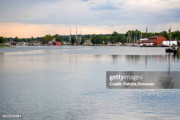 mystic river and mystic seaport, connecticut - maritime museum stock pictures, royalty-free photos & images