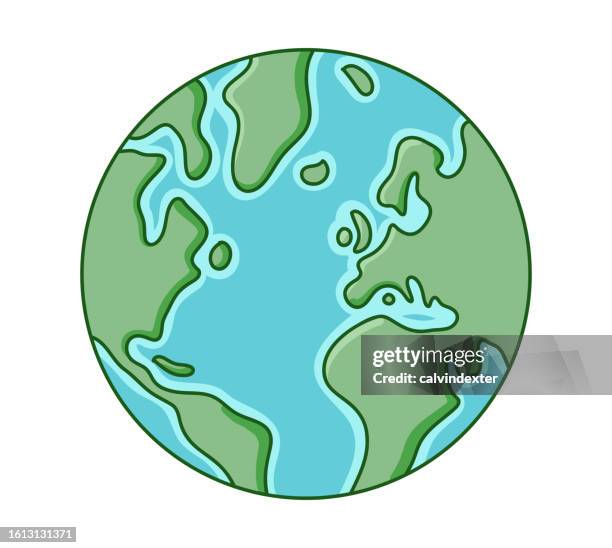 planet earth cartoon drawing - world map transparent background stock illustrations