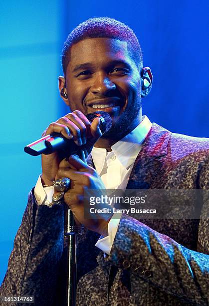 Recording artist Usher performs onstage at the 55th Annual GRAMMY Awards Pre-GRAMMY Gala and Salute to Industry Icons honoring L.A. Reid held at The...