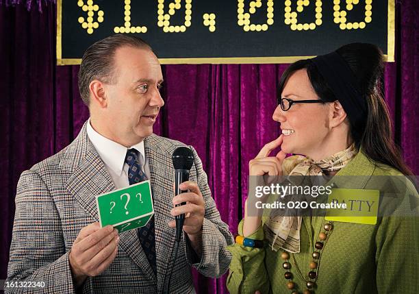 retro game show - talk show host stock pictures, royalty-free photos & images