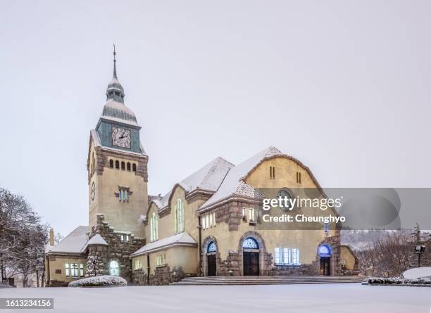 christ's church in winter, qingdao city, shandong province, china - qingdao stock pictures, royalty-free photos & images