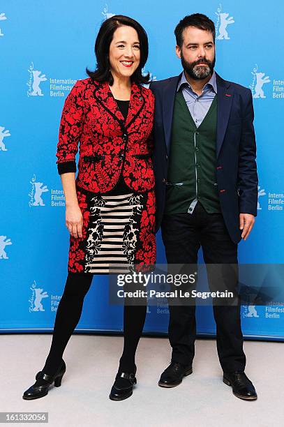 Paulina Garcia and director Sebastian Lelio attend the 'Gloria' Photocall during the 63rd Berlinale International Film Festival at the Grand Hyatt...