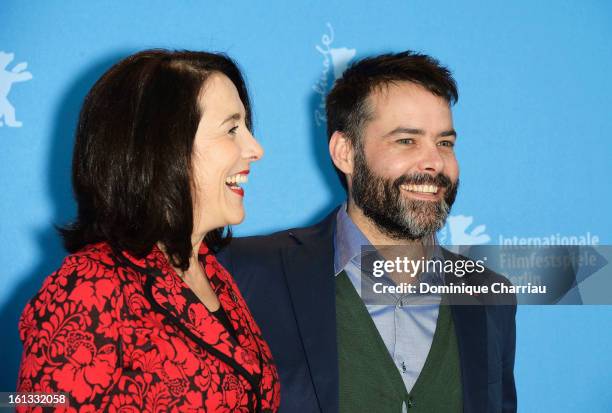 Paulina Garcia and director Sebastian Lelio attend the 'Gloria' Photocall during the 63rd Berlinale International Film Festival at the Grand Hyatt...