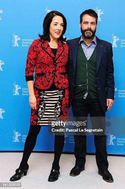 Paulina Garcia and director Sebastian Lelio attend the 'Gloria' Photocall during the 63rd Berlinale International Film Festival at the Grand Hyatt...