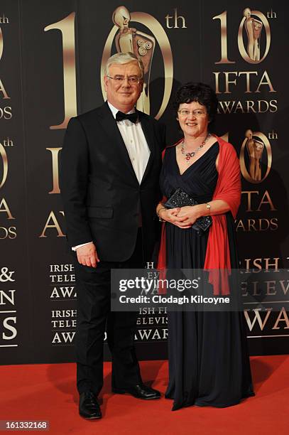 Eamon Gilmore and Carol Hanney attends the Irish Film and Television Awards at Convention Centre Dublin on February 9, 2013 in Dublin, Ireland.