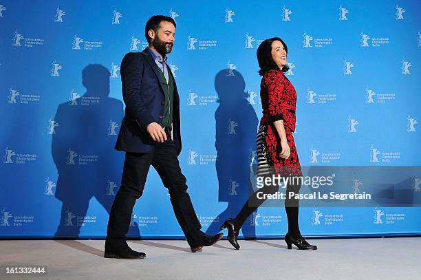 Paulina Garcia and director Sebastian Lelio attend the 'Gloria' Photocall during the 63rd Berlinale International Film Festival at the Grand Hyatt...