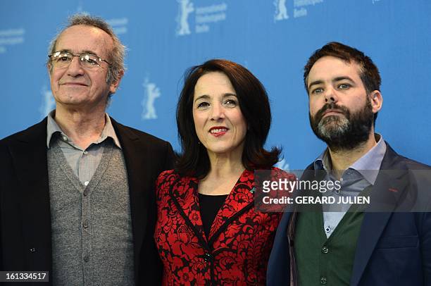 Chilean director Sebastian Lelio , Chilean actress Paulina Garcia and Chilean actor Sergio Hernandez pose during a photocall for the film "Gloria"...