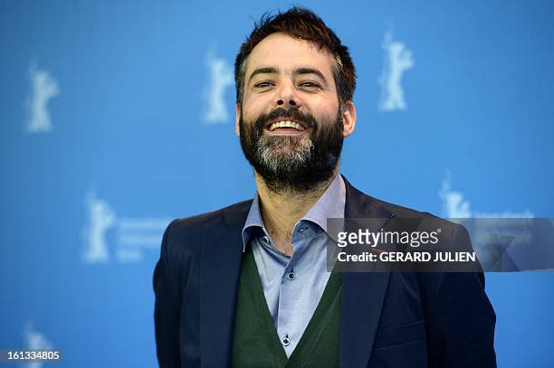 Chilean director Sebastian Lelio poses during a photocall for the film "Gloria" presented in the Berlinale Competition of the 63rd Berlin...