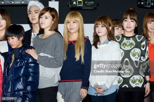 Eunjung , Qri, Boram and Soyeon of South Korean girl group T-ara attend the Core Contents Media Artists New Year's Day Charity Event at Gibalhan...