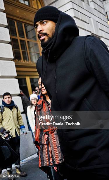 Tyson Chandler arrives to the Alexander Wang show on February 9, 2013 in New York City.