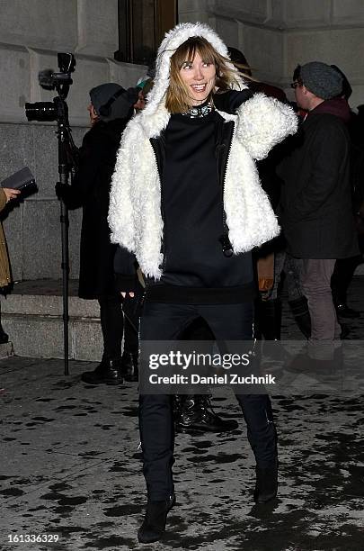 Anya Ziourova seen arriving to the Alexander Wang show on February 9, 2013 in New York City.