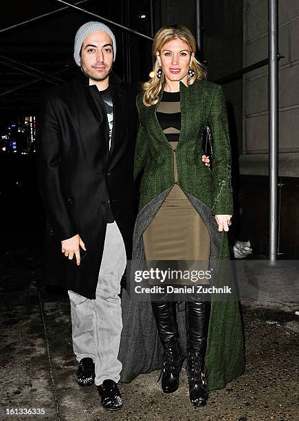 Mohammed Al Turki and Hofit Golan seen arriving to the Moncler presentation on February 9, 2013 in New York City.