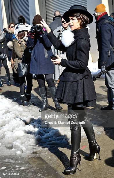 Miroslava Duma is seen outside the Prabal Gurung show on February 9, 2013 in New York City.