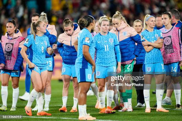 English players dejected after losing the FIFA Women's World Cup Australia &amp; New Zealand 2023 Final match between Spain and England at Stadium...