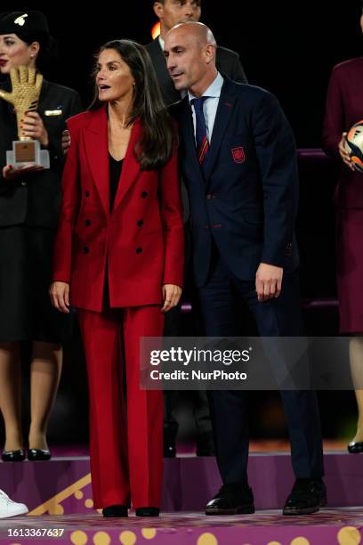 Queeen Keticia of Spain and Luis Rubiales Spaniish Federation of futbol during the FIFA Women's World Cup Australia &amp; New Zealand 2023 Final...