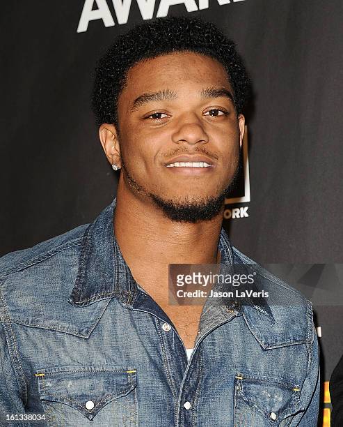 Player Jimmy Smith poses in the press room at Cartoon Network's 3rd annual Hall Of Game Awards at Barker Hangar on February 9, 2013 in Santa Monica,...