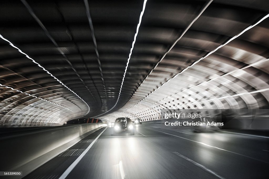 Melbourne city link street tunnel at night