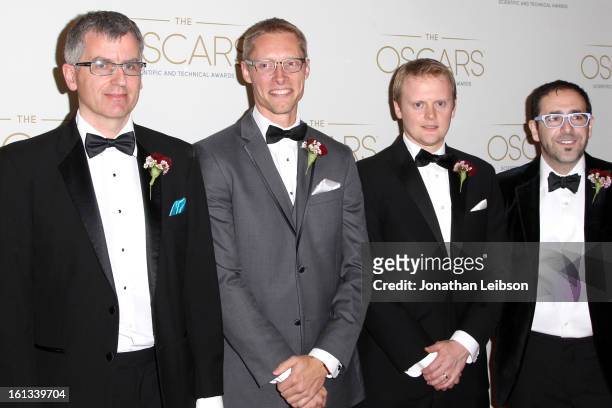 Dr Philip McLauchlan, Allan Jaenicke, John-Paul Smith and Ross Shain attend the Academy's Scientific and Technical awards ceremony held at the...