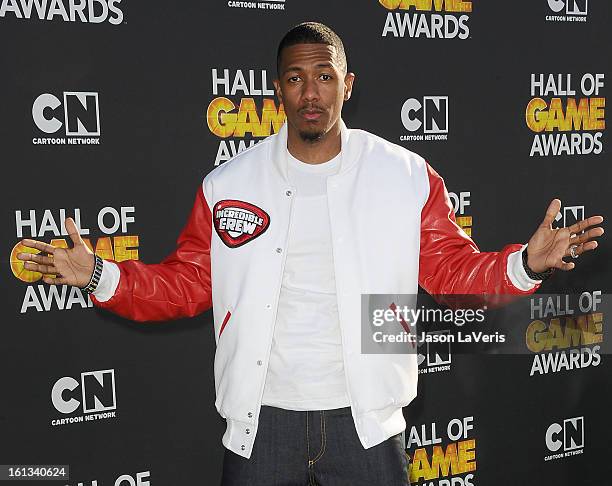 Actor Nick Cannon attends the Cartoon Network 3rd annual Hall Of Game Awards at Barker Hangar on February 9, 2013 in Santa Monica, California.