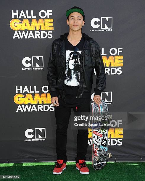 Nyjah Huston attends the Cartoon Network 3rd annual Hall Of Game Awards at Barker Hangar on February 9, 2013 in Santa Monica, California.