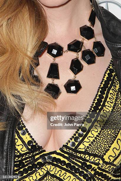 Lydia Hearst is seen during Fall 2013 Mercedes-Benz Fashion Week at Lincoln Center for the Performing Arts on February 9, 2013 in New York City.