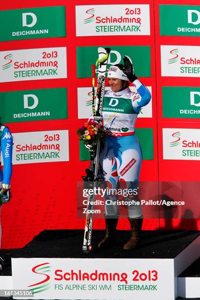 Marion Rolland of France wins the gold medal during the Audi FIS Alpine Ski World Championships Women's Downhill on February 10, 2013 in Schladming,...